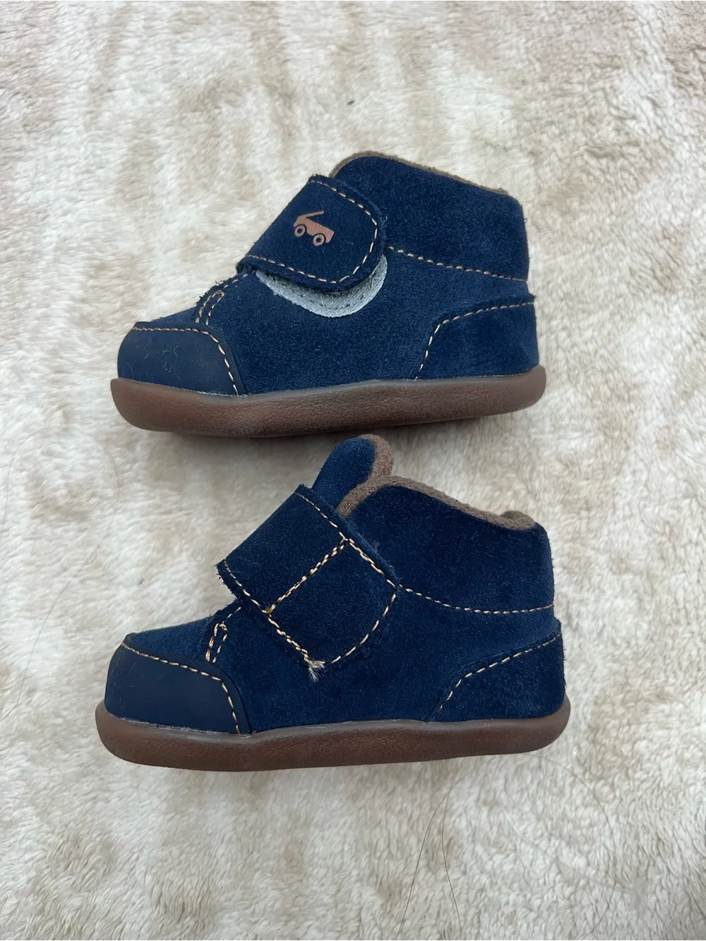 See Kai Run Navy Suede Baby Walker Shoes with Hook-and-Loop Strap size 3